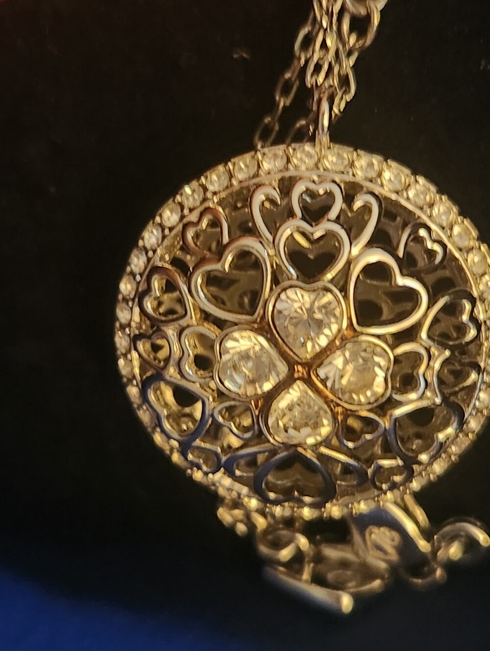 Swarovski Reversible Heart Filgree Hemisphere Necklace In Box-gift Ready - Picture 8 of 8